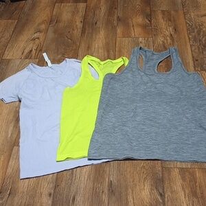 3 Lululemon athletica Tank Tops Neon Yellow Lavender and Heather Gray Tank Tops